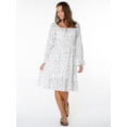 thumbnail image 3 of Celebrity Pink Women's Long Sleeve Lace Trim Midi Dress, Sizes XS-XXXL, 3 of 7