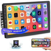 Podofo Double Din 10 inch Car Stereo 10.1 inch Android 11 Car MP5 Player HD Touch Screen Car Radio Bluetooth Mirror Link GPS with AHD Rear View Camera