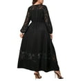 thumbnail image 2 of KVMeteor Womens Plus Size Lace Spliced Long Sleeve Cocktail Party A-Line Dress, 2 of 6