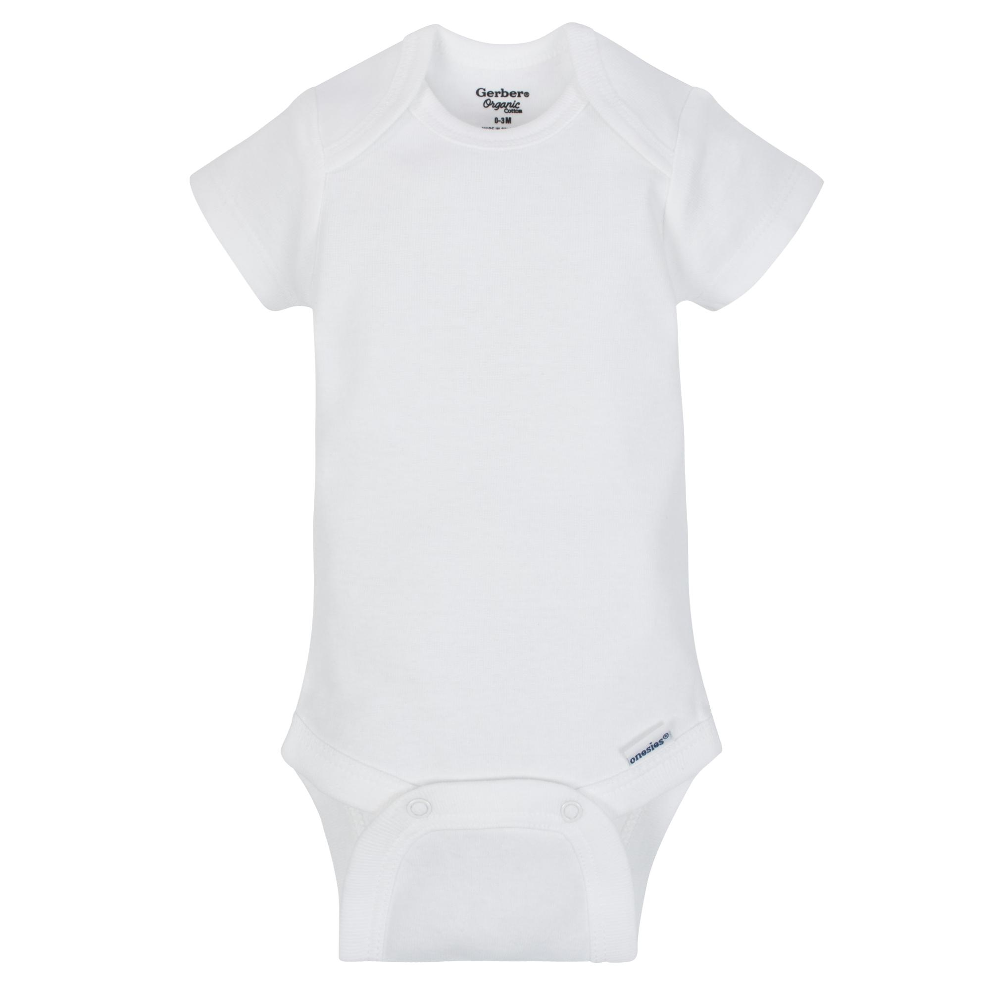 Gerber Baby Boy or Girl Gender Neutral Organic White Onesies Short Sleeve Bodysuits, 6-Pack - image 3 of 13