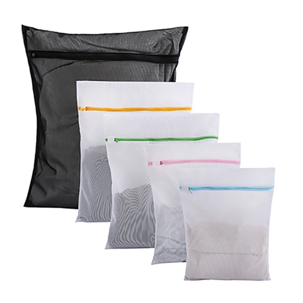 5pcs Mesh Laundry Bag Thick Heavy Duty Wash Bag Zipped Washing Machine