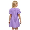thumbnail image 3 of Zanarzt Toddler Girls Summer Dresses Girls Summer Short Sleeve Dress A Line Swing Basic Twirl Party Dresses Purple,7-8 Years, 3 of 8