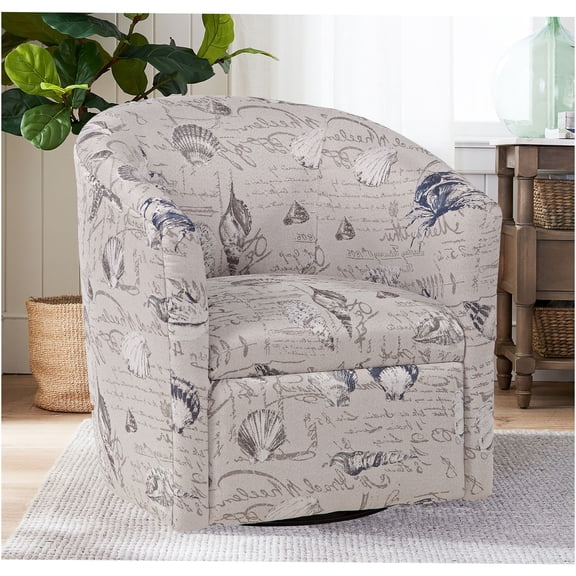 JERFIT Modern Swivel Accent Chair, 360 Degree Rotating Lounge Chair with Soft Polyester Upholstery, Compact Comfort for Living Room, Bedroom, Coastal Gray Decor
