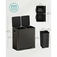thumbnail image 4 of 10.6-Gallon Dual Compartment Trash Can - Stainless Steel Kitchen Bin with 180K-Step Pedal & Airtight Lids, Slate Gray, 4 of 6