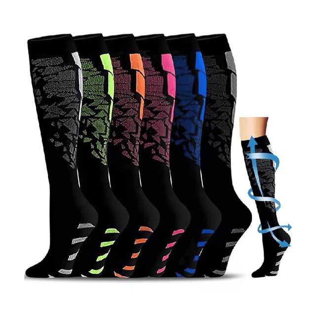 Calcetines Largos De Compresión Deportivos Unisex Negro Talla:S/M