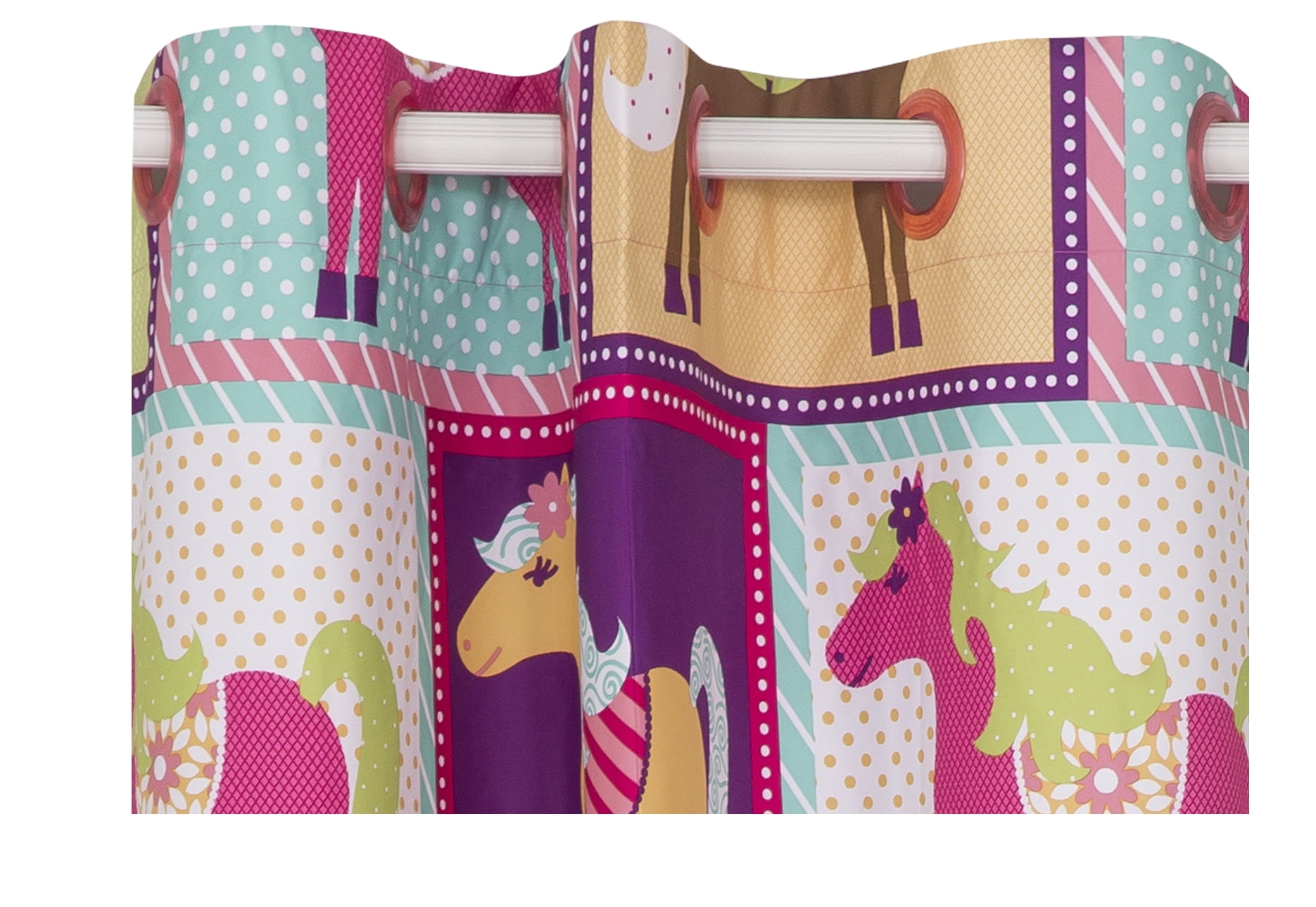 Mainstays Pink Horse Print Room Darkening Grommet Top Single Curtain Panel, 42" x 84"