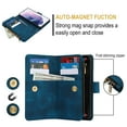 thumbnail image 5 of Allytechgroup Premium Wallet Phone Case for Samsung Galaxy A50, Zipper Pocket Kickstand Crossbody Shoulder Strap Hand Wrist RFID Blocking Shockproof Protective Case for Women Men, Blue, 5 of 6