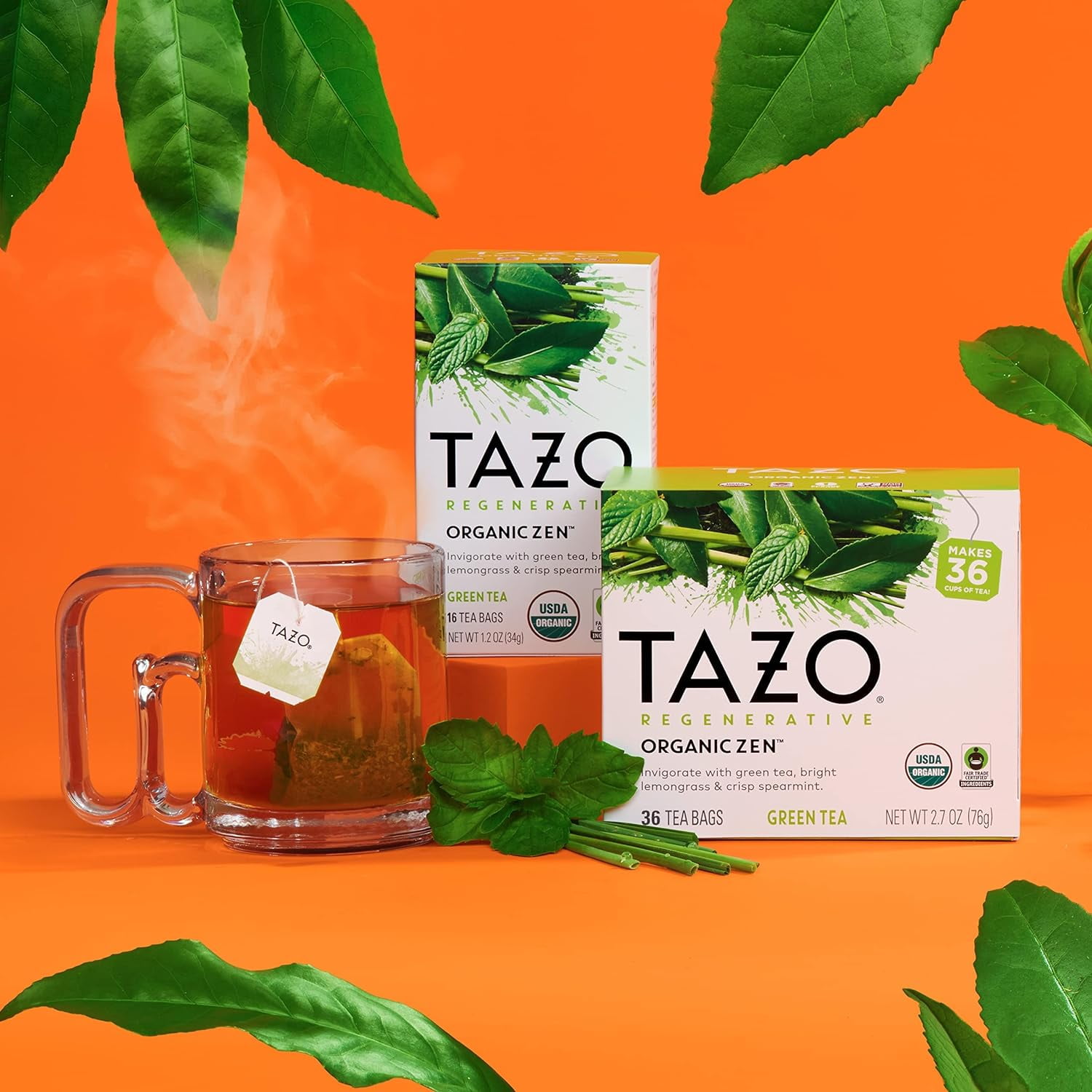 TAZORegenerative Organic Zen Green Tea Bags, 36 Count (Pack of 4)