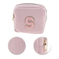 thumbnail image 4 of Unique Bargains 1 Pc Letter S Pattern Makeup Bag for Travel Pink Corduroy, 4 of 6
