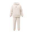 thumbnail image 4 of Womens Cozy Warm Velvet Fleece Lounge Pajama Sets 2 Piece Hoodie Sweatshirt Kangaroo Pockets Jogger Pants Y2k Sleepwear Fall Winter Casual Home Wear, White, Free Size, 4 of 8