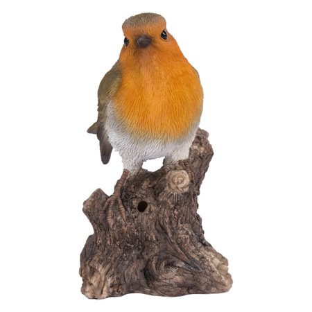 Hi-Line Gifts Battery Operated Singing Robin Outdoor Garden Statue - 5.25"