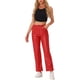 thumbnail image 2 of Pantalones de cuero sintético DARING DIVA para mujer, de cintura alta, pierna recta, estilo punk, PU, talla XL, rojos, 2 of 6