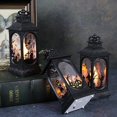 thumbnail image 5 of Luyimi Halloween Vintage Lantern Night Light, Black Retro Hanging Wind Lamp with Witch Pumpkin, Battery Operated Spooky Desktop Lamp for Halloween Party Table Mantel Indoor Home Decor Holiday Gift B, 5 of 7