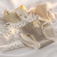 thumbnail image 5 of 5Pieces Women's Floral Strawberry Print Cotton Underwear Middle Waist Lace Trim Briefs Aesthetic Ribbed Panties Hipsters, 5 of 8