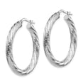 thumbnail image 2 of Leslie's Real 14kt 4x25 White Gold Diamond Cut Round Hoop Earrings; for Adults and Teens; for Women and Men, 2 of 3