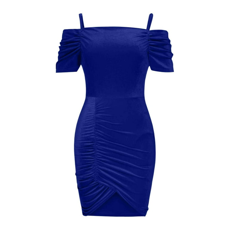 Usmixi Dresses for Women 2023 Night Party Club Basic Ruched Sexy