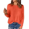 thumbnail image 3 of Loopsun Womens Winter Tops, Long Sleeve T Shirts for Women, Women's Fashion Comfortable Solid Long Sleeve Round Neck Elegant Top Orange, XXXL, 3 of 5