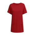 thumbnail image 5 of Holzkary Womens Tunic Tops for Leggings Summer Short Sleeve Casual Long T Shirts Fashion Oversized Crew Neck Tops with Pockets 2025 New Red Xl, 5 of 6