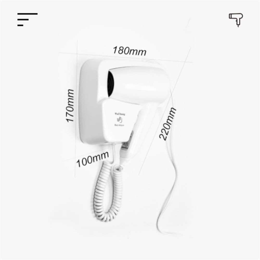HXRH 1 Pack Bathroom Hair Dryer, Hotel Wall Mounted Hairdryer, Blow Dryer with Stand Rack,Home Bathroom Accessories,Fast Drying,for Domestic and Commercial (White)