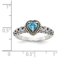 thumbnail image 4 of Shey Couture Sterling Silver with 14K Accent Antiqued Blue Topaz Heart Ring, 4 of 7
