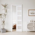 thumbnail image 3 of 28" X 96" Frosted Glass 5-Lite Sliding Pocket Door White Standard Door with Hardware Kit Set, 3 of 8
