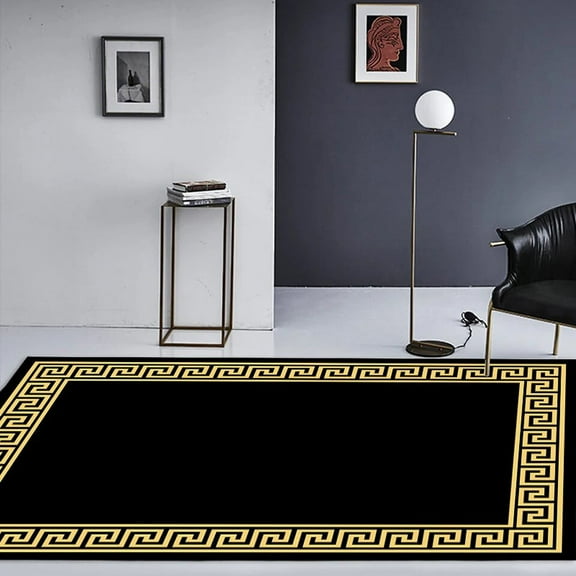 Chinese Black Gold Carpet for Living Room Luxury Home Decor Large Area Rugs Bedroom Carpets Washable Room Non-slip Floor Mats