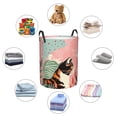 thumbnail image 4 of Haiem Colorful Cat With Flowers Print Laundry Basket, Laundry Hamper, Collapsible Laundry Baskets, Dirty Clothes Hamper, Waterproof with Handles for College Dorm, Family-Small, 4 of 6