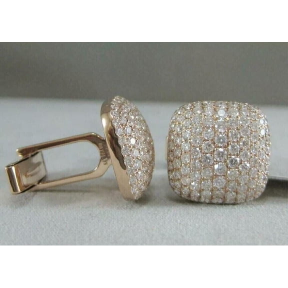 2.80CT Round Cut Lab Created Diamond Men's Wedding Cufflinks 14K Rose Gold Plated