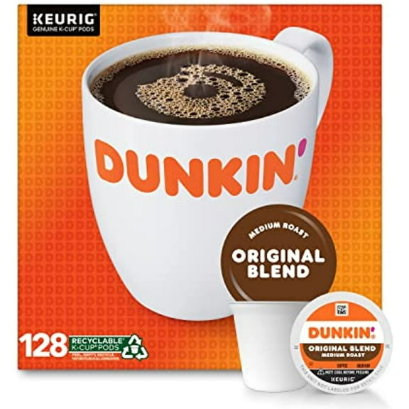 Dunkin Donuts Coffee, Original Blend Medium Roast Coffee, K Cup Pods For Keurig Coffee Makers, 128 Count