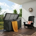 thumbnail image 2 of Outsunny Coffre de Terrasse de Rangement Extérieur de 165 Gallons avec Doublure, Vérin à Gaz et Roues, 2 of 10