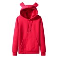 thumbnail image 2 of Fesfesfes Hooded Tops for Men Casual Solid Pullover Cute Cat Ears Fleece Pocket Sweatshirt Hoodie Sale Items, 2 of 9