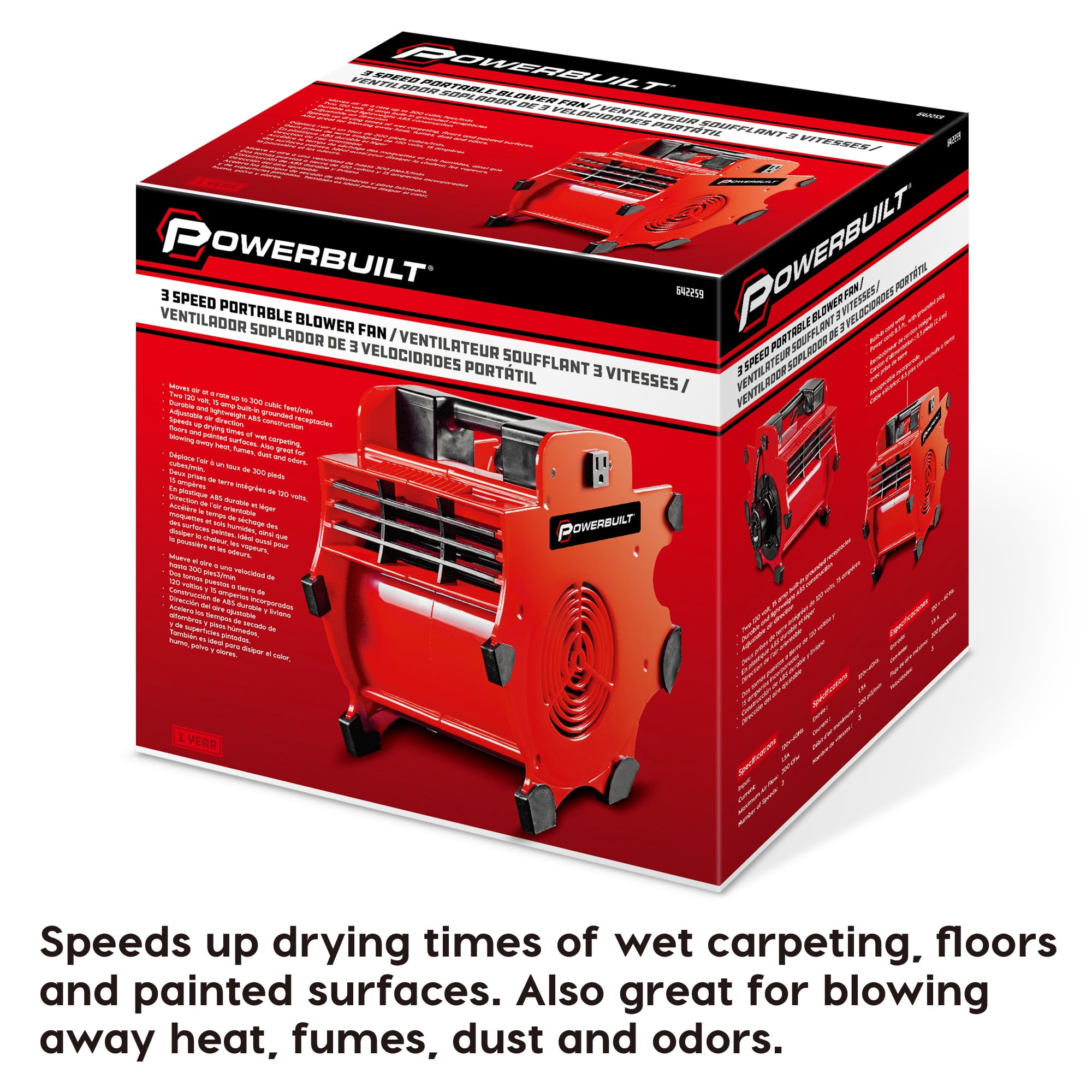 Powerbuilt 3 Speed Portable Blower Dryer Fan - 642259