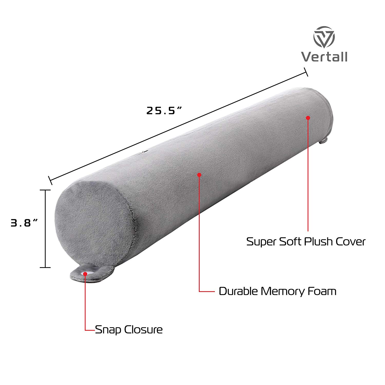 Travel Pillow Memory Foam Twist for Neck, Chin, Back, and Leg Support by Vertall - Comfortable, Lightweight and Adjustable with Machine Washable Cover -Gray - image 2 of 5