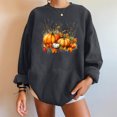 thumbnail image 2 of Risckoth Women's Fall Sweatshirt Pumpkin Harvest Print Crew Neck Drop Shoulder Hoodless Casual Pullover S-2XL, Gray, 2 of 4