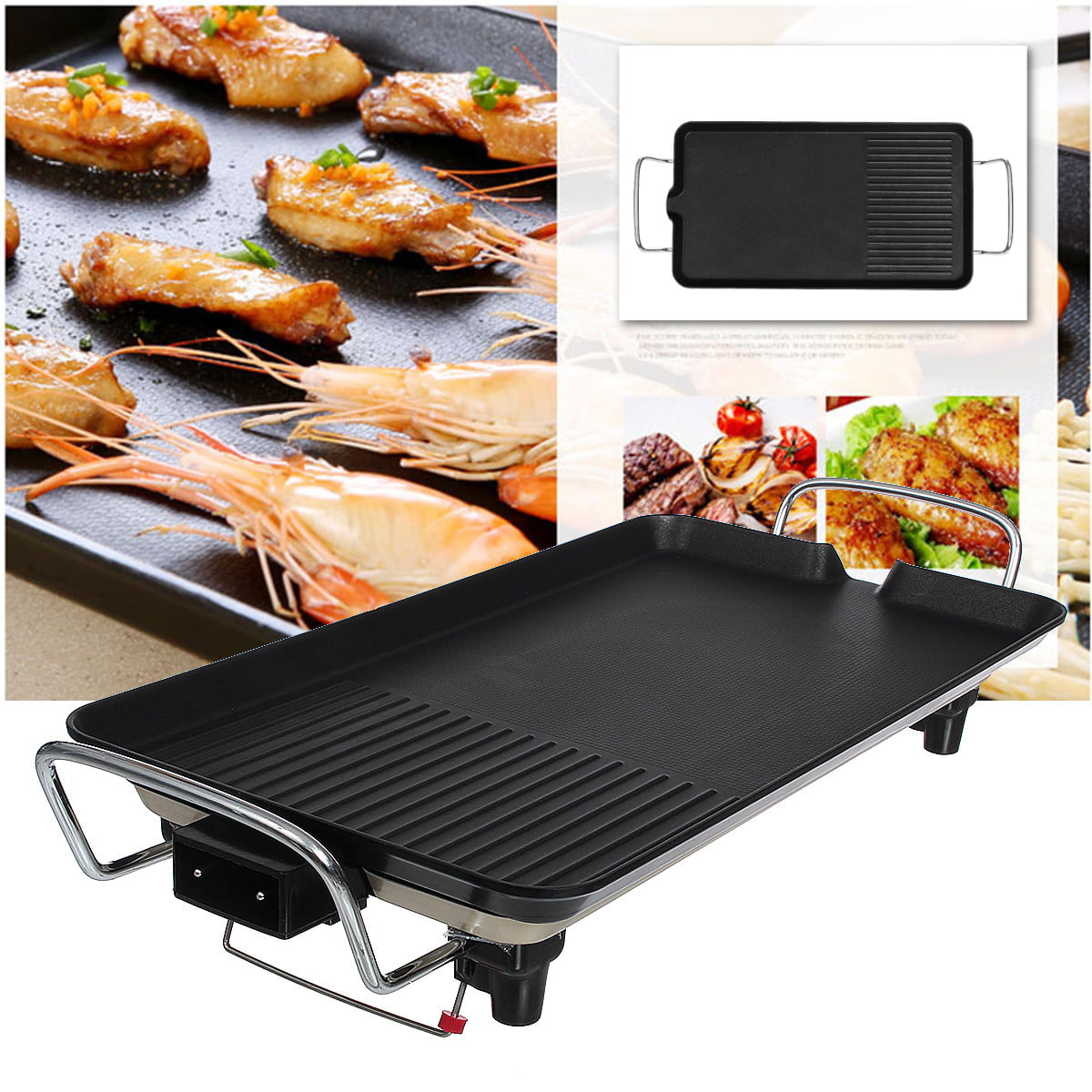 Electric Teppanyaki Table Grill Griddle BBQ Barbecue Nonstick Plate Baking Pans 