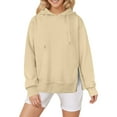 thumbnail image 2 of ABATAB Oversized Hoodies for Women Fashion Side Zipper Fleece Long Sleeve Hooded Sweatshirts Warm Fall Tunic Pullover Ladies Clothes(Small,Khaki), 2 of 6