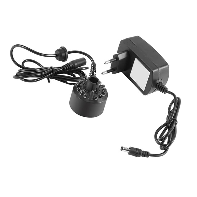 Mist Maker,1Pc 12LED Colorful Mist Maker for Water Fountain Pond with Power Adapter 110‑240V US Plug,Mist Maker with Power Adapter