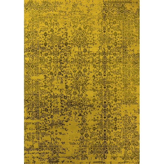 Ahgly Company Indoor Rectangle Oriental Yellow Industrial Area Rugs, 8' x 12'