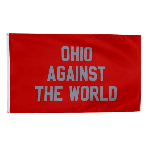 Ohio Against The World Flag Banner Outdoor Indoor Decoration Flag Double Stitched Polyester with Brass Grommets 3x5Feet Red/Grey