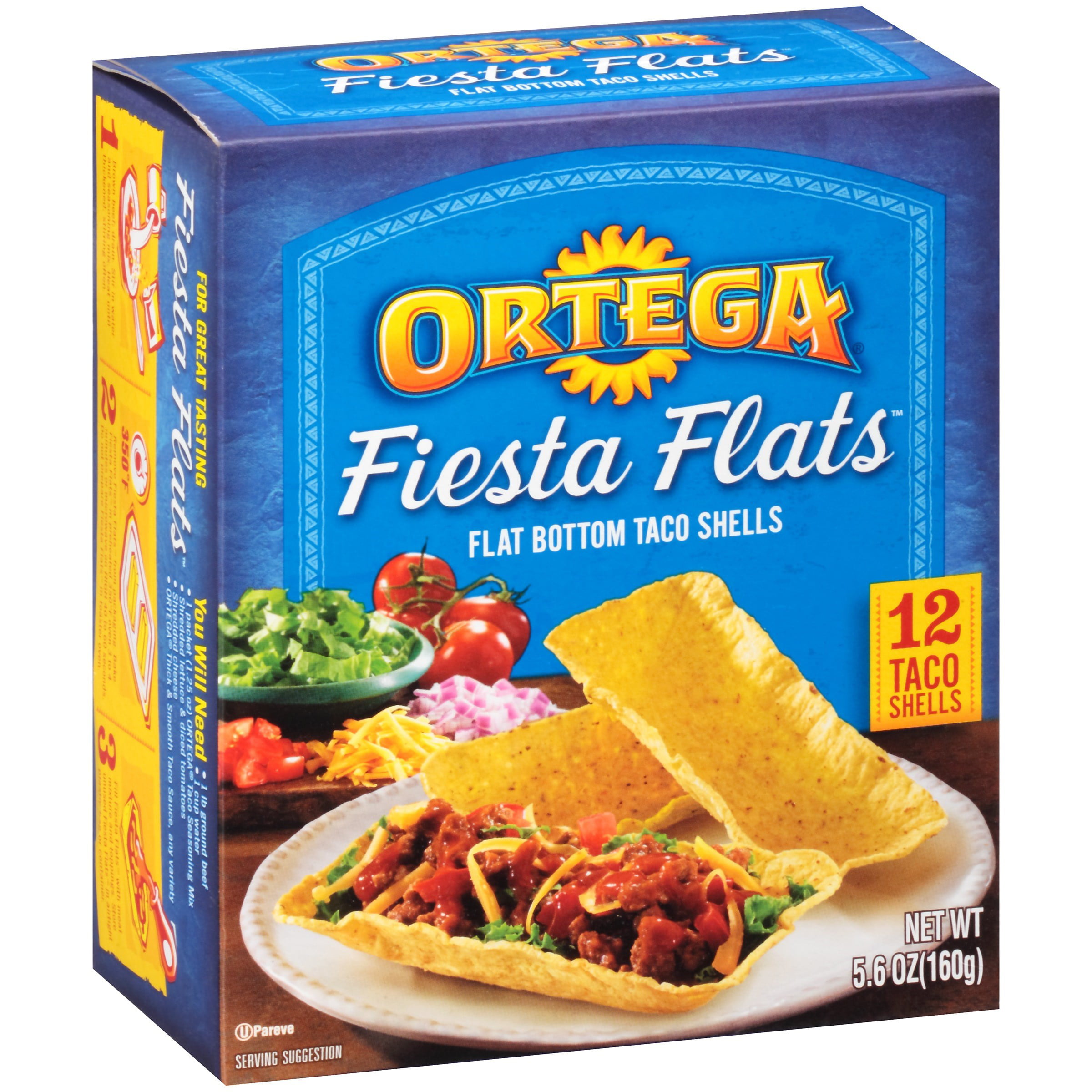 Ortega Fiesta Flats Flat Bottom Taco Shells 5.6 oz Box - Walmart.com.