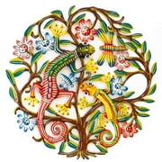 Global Crafts Green Tree Of Life With Gecko Haitian Steel Drum Wall Art Miscellaneous