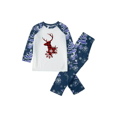 

Workout Clothes For Women Parent-child Warm Christmas Set Printed Home Wear Pajamas Two-piece Kids Set
