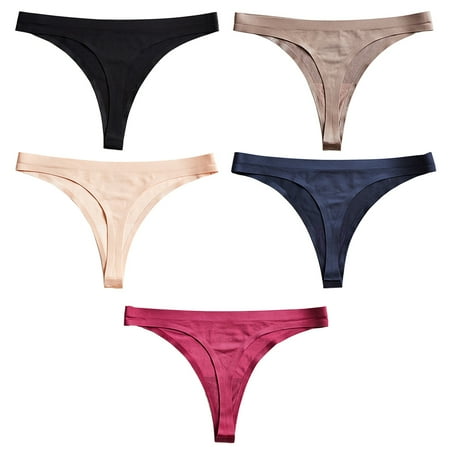

Xmarks Women s Ice Silk Invisible Low-Rise Thong Solid Color Comfortable Charming G-string Soft Brathable Casual Yoga Briefs M-XXL(5-Packs)