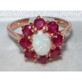 thumbnail image 4 of LBG British Made 18k Rose Gold Natural Opal & Ruby Womens Promise Ring - 33 size options - Size, 4 of 5