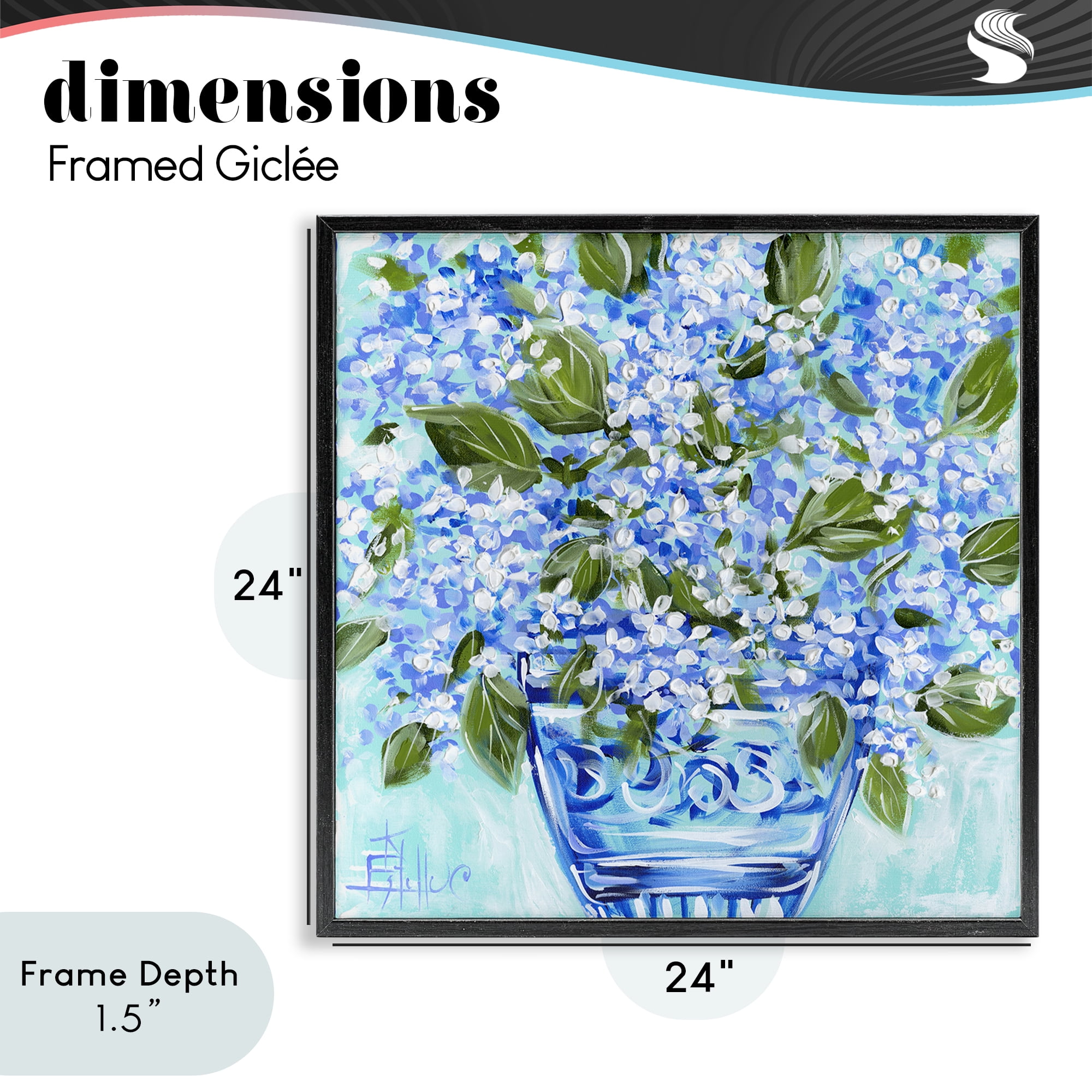 Stupell Industries Cool Bouquets in Blue Vase Black Framed Giclee Art, design by Estelle Grengs