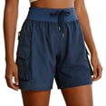 thumbnail image 2 of vigerkar Women's Hiking Cargo Shorts Zipper Pockets Soft High Waisted Quick Dry 7 Inch Long Shorts for Women Golf Athletic Summer (Navy, M), 2 of 9