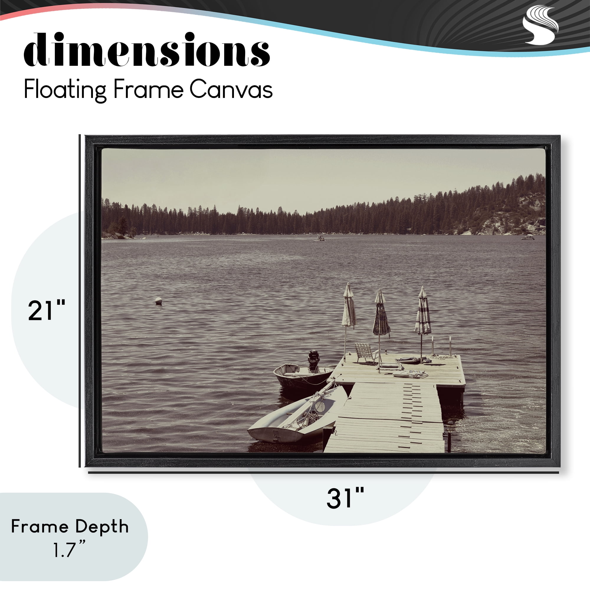 Stupell Industries Vintage Lake Life Dock Black Framed Floater Canvas Wall Art, design by Gemma Bardot