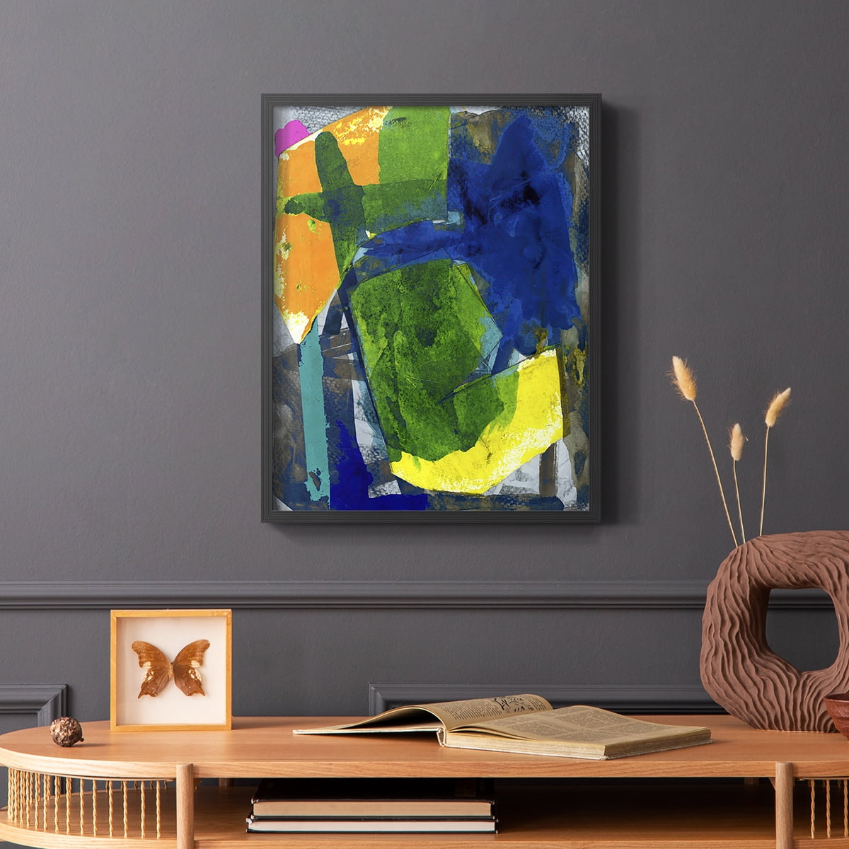 Brights Strokes I Framed Print in Black Solid Wood Framed Print No Nail Hanging