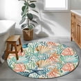 thumbnail image 3 of Round Area Rug 4 Ft, Coastal Beach Washable Non-Slip Circle Carpet for Living Room/Bedroom, Nautical Summer Coral Starfish Shell Low-Profile Crawling Mats Collection Rugs for Indoor, 3 of 8