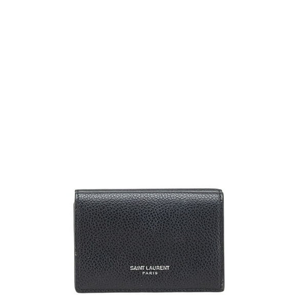 Pre-Owned Saint Laurent Tri-fold Compact Wallet Black Leather Women's SAINT LAURENT
